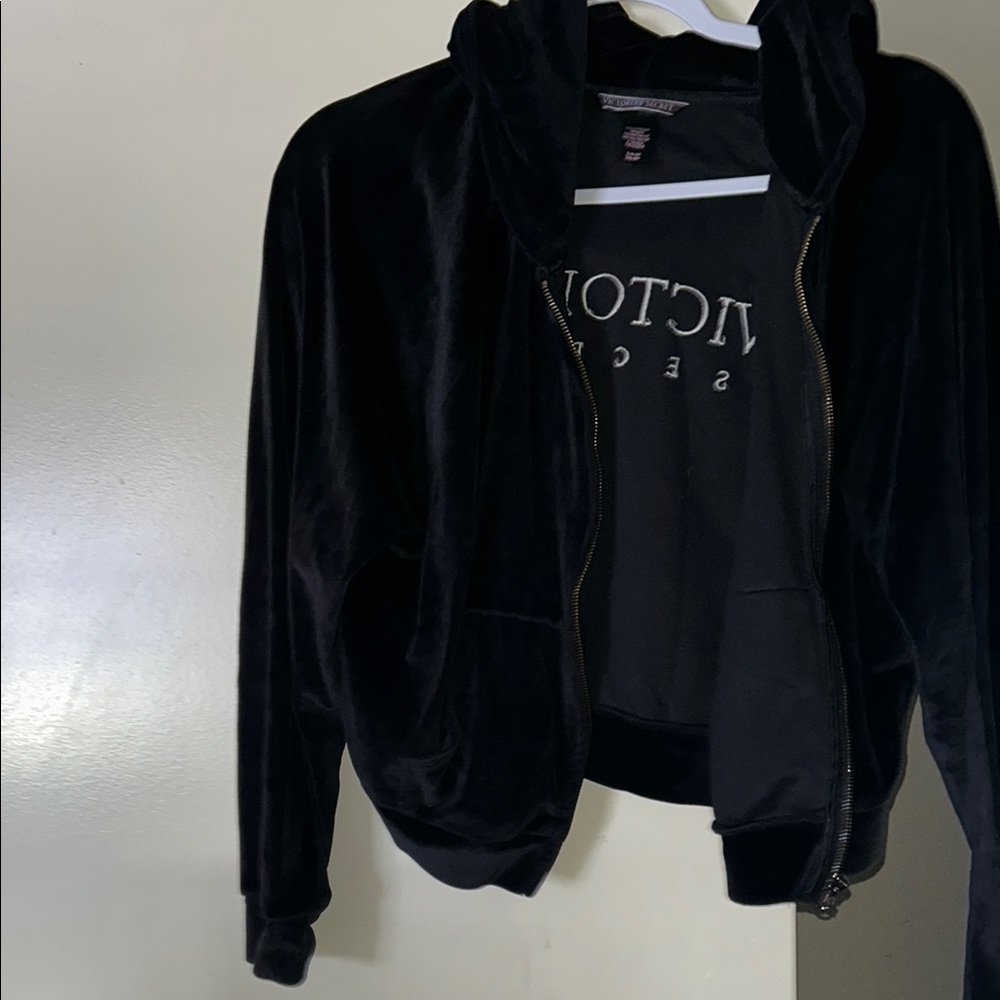 Victoria's Secret Black Satin Bomber Jacket